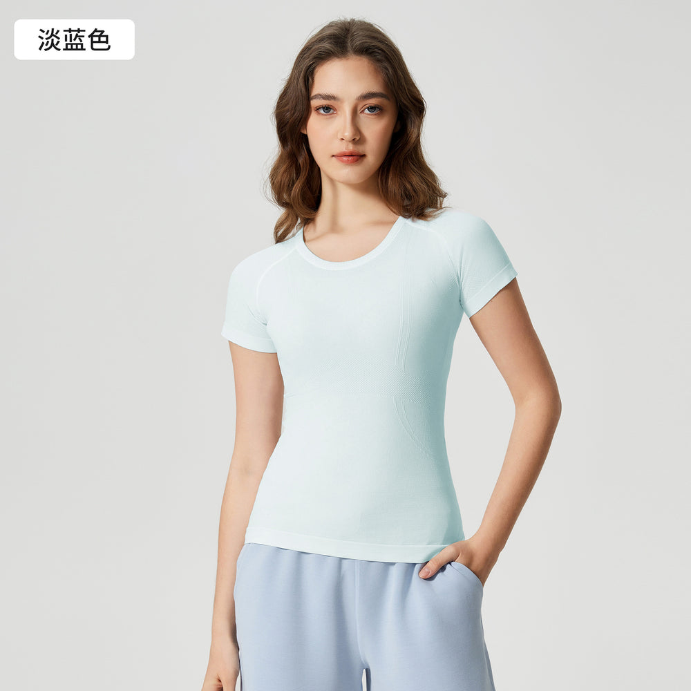 New women's short-sleeve crew neck activewear t-shirt - running, fitness, slim fit, breathable, shaping yoga top - s2067