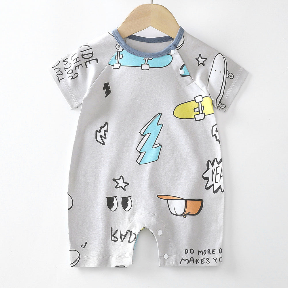 Baby clothes summer thin pure cotton air-conditioning clothes pajamas newborn baby short-sleeved onesie baby outing khaki crawling