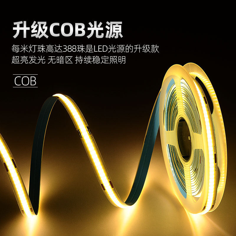 Cob led strip lights, self-adhesive, 12v/24v, flexible soft light bar, low voltage for home improvement, ceiling, cabinet, and retail store lighting, high brightness