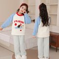 Girls' pajamas: warm, thickened, half-fleece long-sleeve loungewear set for girls (mid-to-large size), autumn/winter, trendy style