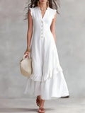 european and american cross-border  independent station new arrivalelegantelegancenormcore cotton and linen women's sleeveless dress