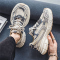 Spring men's new breathable mesh athletic shoes - trendy, versatile, thick-soled, non-slip casual running dad shoes
