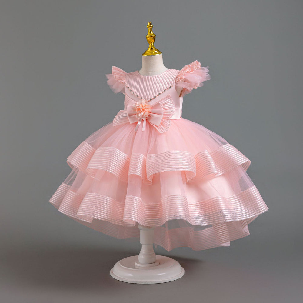 Exportin stock trailing evening dress airplane sleeve tutu princess dress girl banquet dress girl dress
