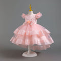 Exportin stock trailing evening dress airplane sleeve tutu princess dress girl banquet dress girl dress