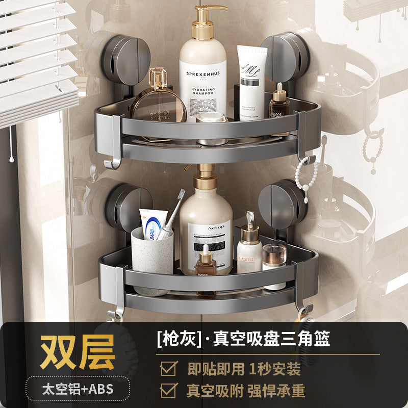Thickened suction cup bathroom storage rack punch-free wall-mounted bathroom new arrival triangle basket corner storage rack