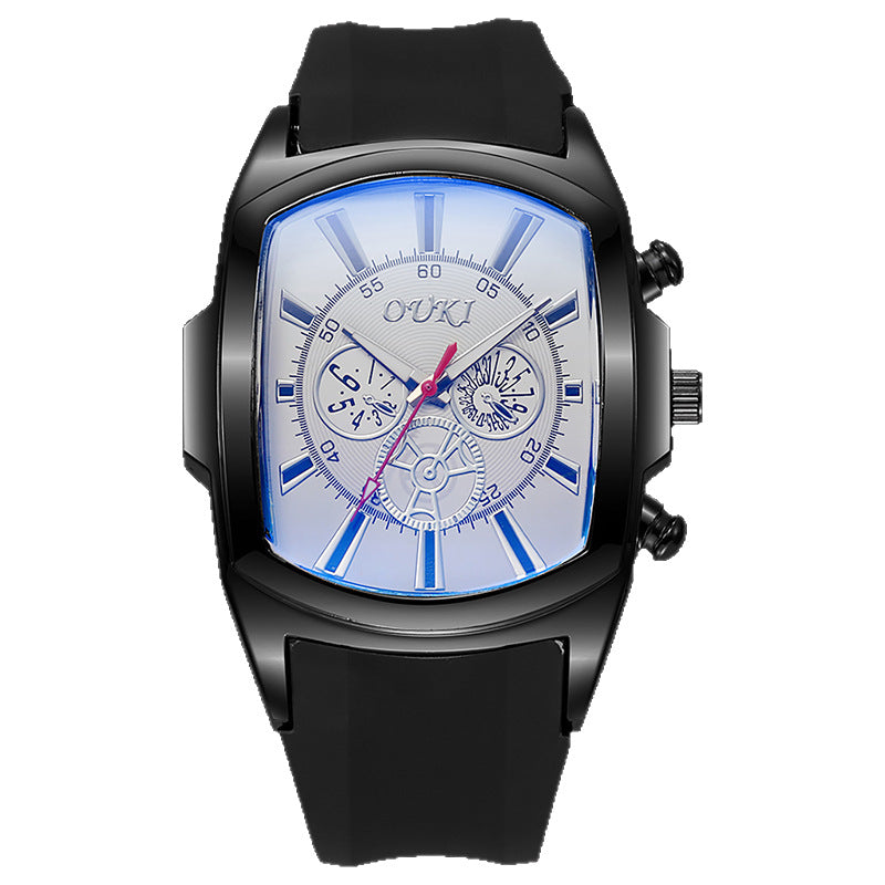 New barrel-shaped blue light glass large dial men's watch trendy quartz watch men's wristwatch factory wholesale