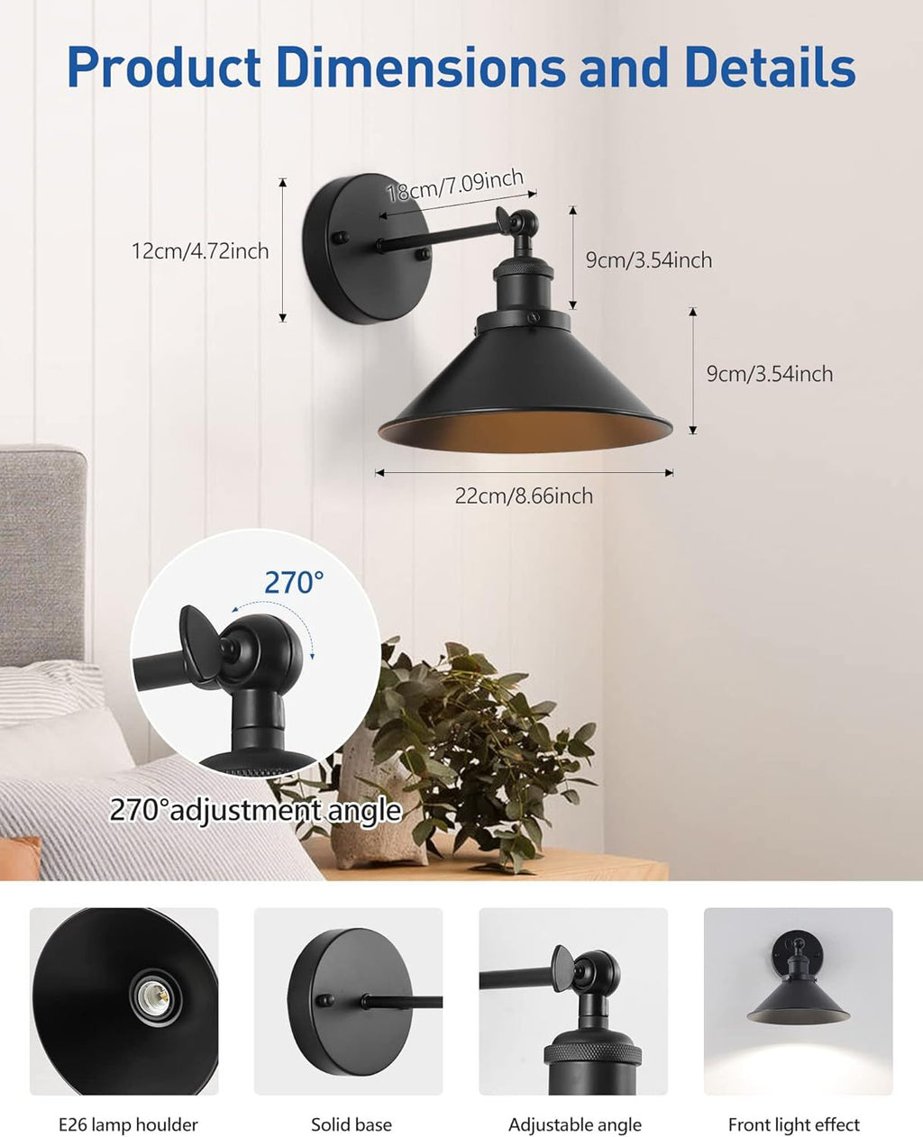Cross-border exclusive wall lamp new American wrought iron retro chandelier switch plug wall lamp dining room bedroom lamp