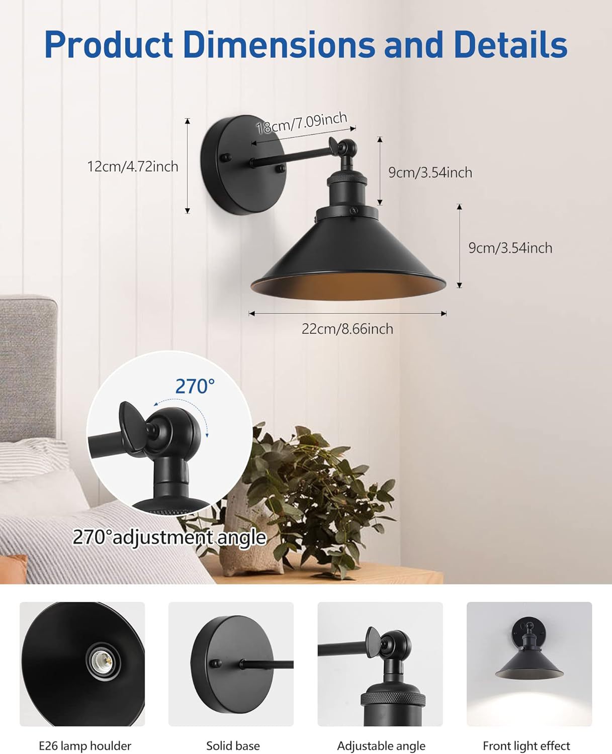 Cross-border exclusive wall lamp new American wrought iron retro chandelier switch plug wall lamp dining room bedroom lamp
