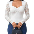 Women's casuallong sleeves t-shirt with lace and ruffles details