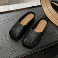 Baotou half drag square toe pleated slippers for women 2026 k-style casual lazy one-leg flat bottom fashion women's shoes