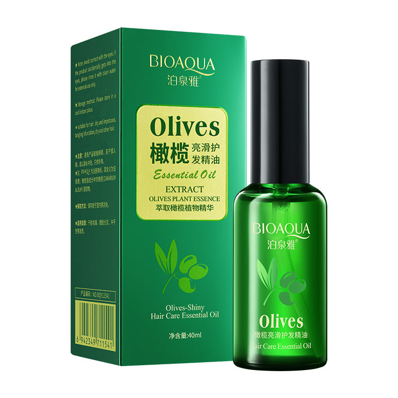 Boquan Ya Olive Shiny and Smooth Hair Care Essential Oil Dyeing, Ironing, Straightening Conditioner Hair Tail Oil Dry Frizzy Forked Wholesale