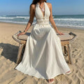 cross-border shell beads tassel webbing decorative waist a-line bohemialongdress women