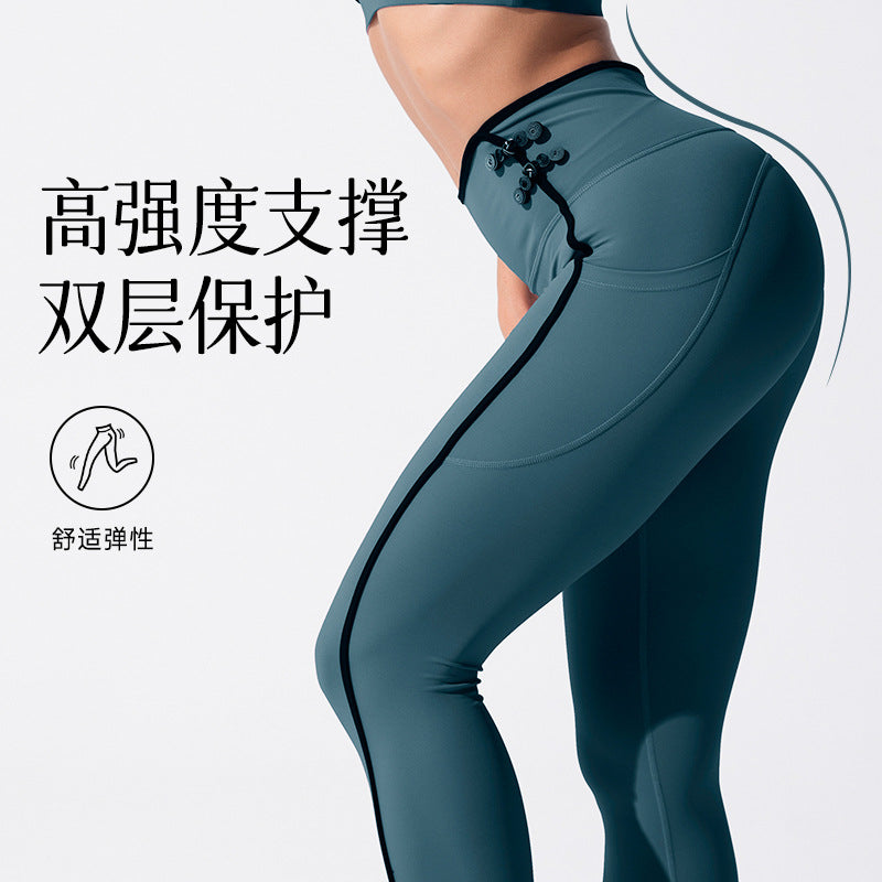 Jinke sports yoga wear sports fitness wear chinese style contrast color plate button double-sided cloth yoga suit personalized high elasticity