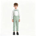Handsome boyssummersuitwhitelong sleevesshirt suspenderspantstwo-piece setbaby boybirthday dress