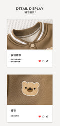 kidsjacketfall and winterheattechthickenedkhaki colorbearembroidercasualcutegirl baseball uniformoutwear