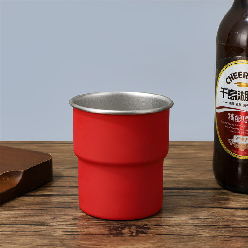 Coffee cup 304 stainless steel water cup portable camping style ins style cup mug american style with lid straw cup