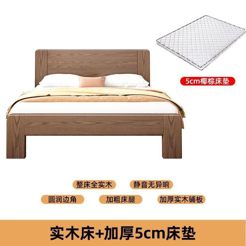 Double bed 1.8x 2m bed single bed 1.5mfor home solid wood bed 1.2m rental house bed log style low box