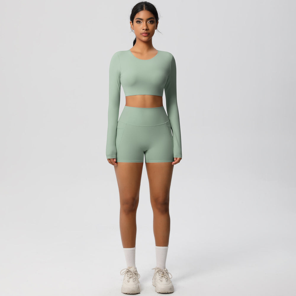 new arrivalhigh waist tight nude yoga suit quick-drying breathable outdoor casual running fitness sports suit