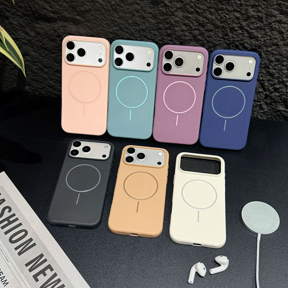 Suitable for apple 17air official tpu mobile phone case frosted magnetic iphone16pm pure color velvet mobile phone case