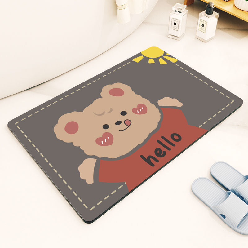 Bathroom floor mat, quick-drying, non-slip bath mat, dirt-resistant, washroom foot mat, bathroom absorbent mat, entryway doormat