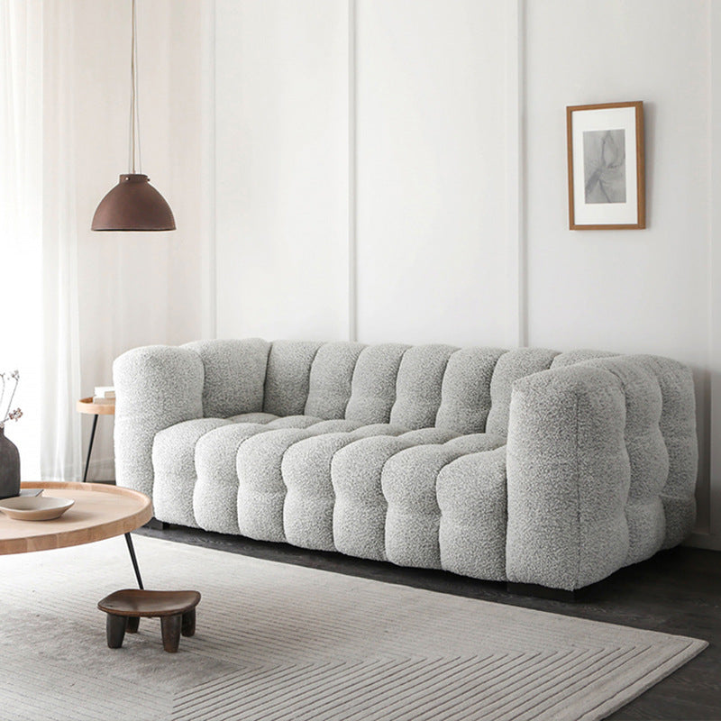 Japanese style cashmere sofa italian style living room three person straight row fabric wabi-sabi style marshmallow module cream style sofa
