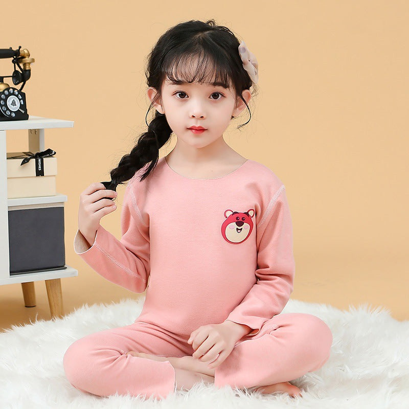 Children's  new double-sided german velvet solid color cut-to-fit autumn/winter warm clothing set - two-piece