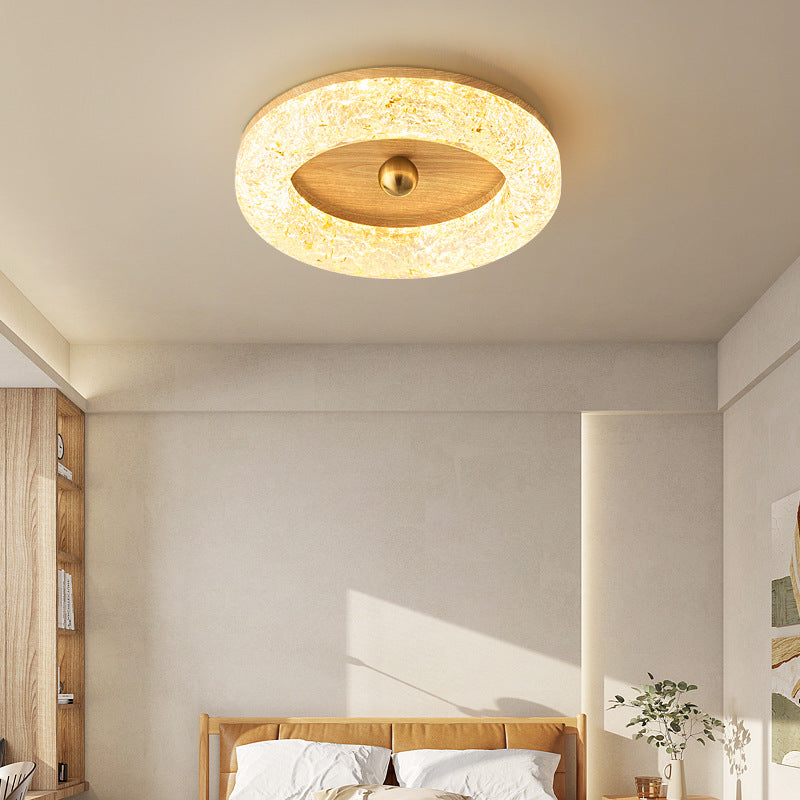 Walnut color resin ceiling light, advanced sense eye protection study round Italian minimalist master bedroom light luxury ceiling light