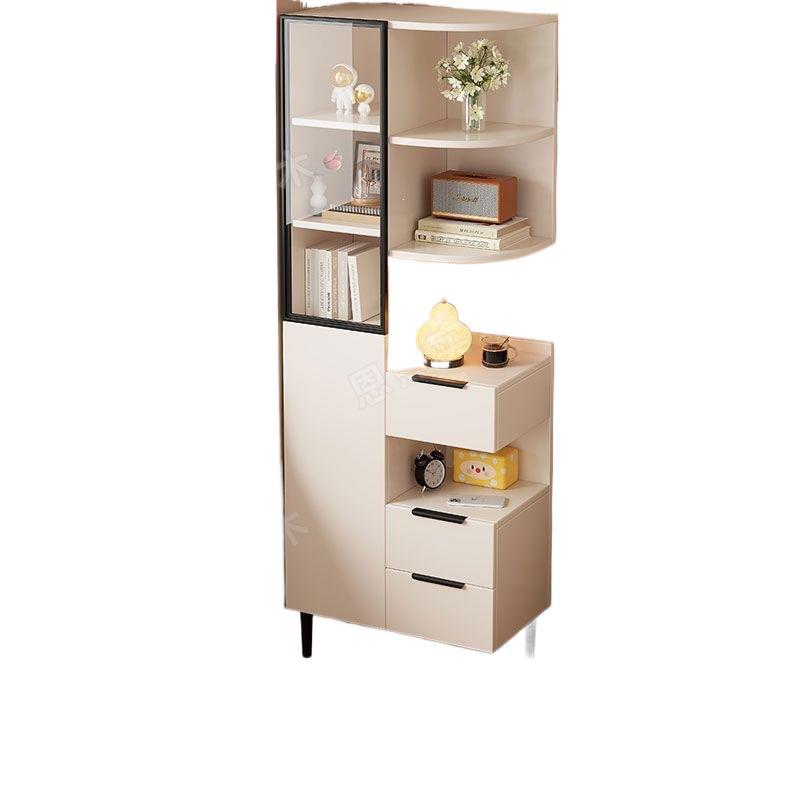 Solid wood bedside table storage cabinet for home bedroom modern casual tall cabinet bookshelf all-in-one small apartment ultra-narrow storage cabinet