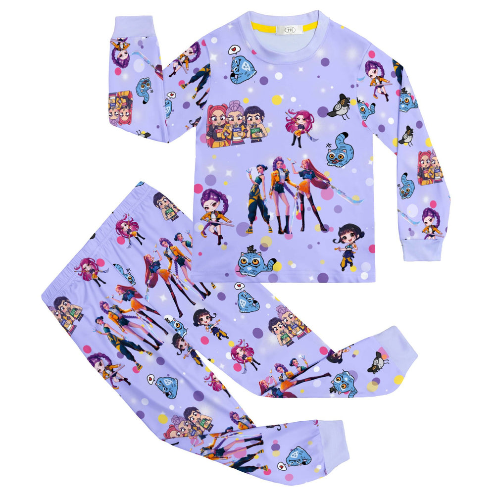 Ready stock: witcher squad kids' long sleeve pajama set - girls' long sleeve top & pants set (sizes for mid-to-large children)
