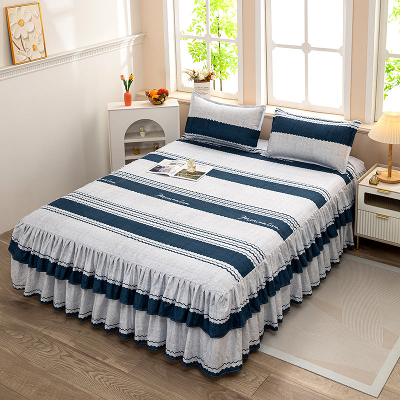Bed skirt, fitted sheet, thickened bed sheets, comfortablenon-slip mattress protector, single piece simmons bed cover 1.8m double bed