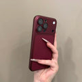 Suitable for iphone18promax litchi pattern leather mobile phone case that instantly turns into burgundy red apple 17 protective case 16