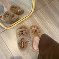 Embroidered trendy slippers for women, autumn/winter new arrivals, versatile retro comfort, fuzzy slippers, korean style cotton slippers