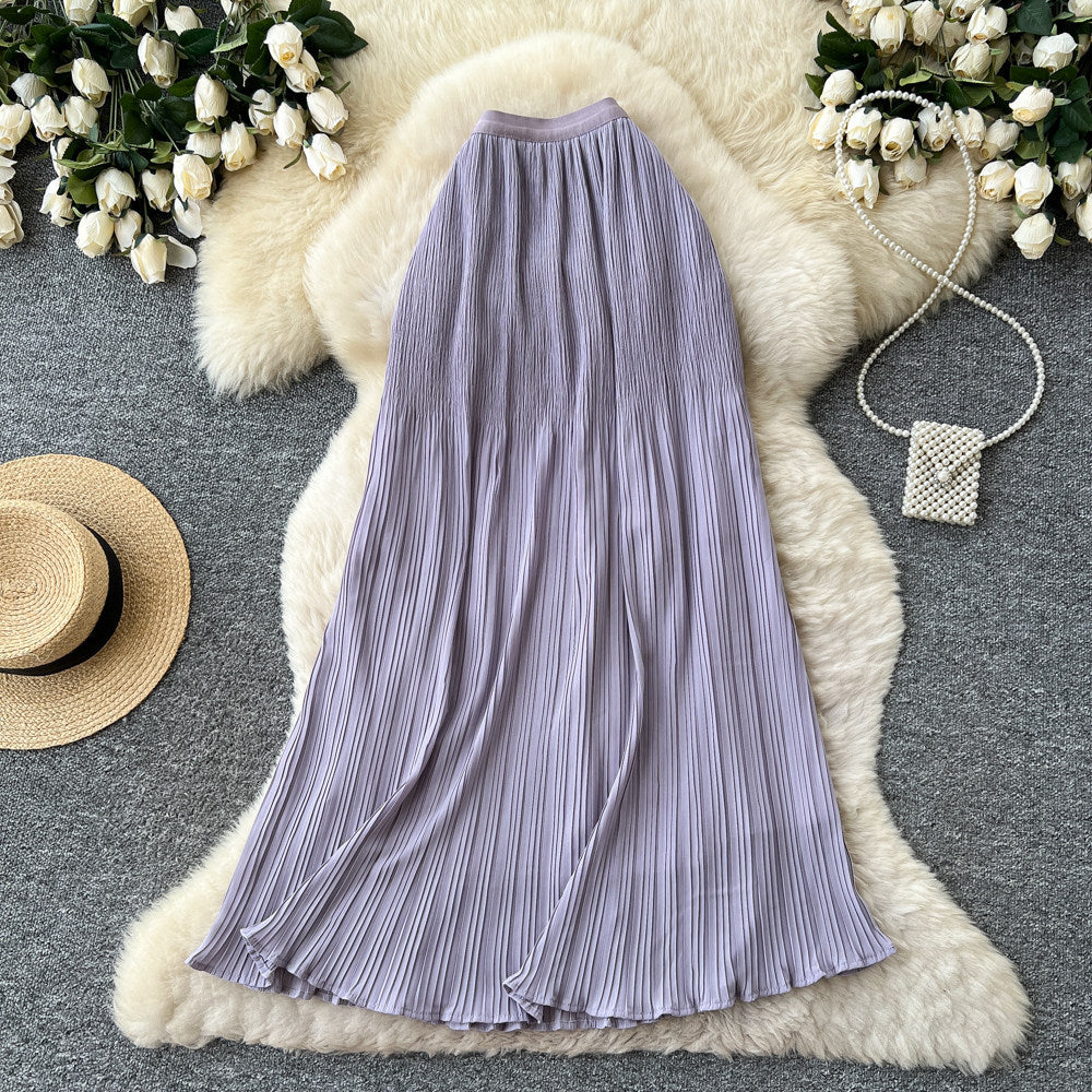 K-style high waist pleated dopamine skirt for women summercasualcasuala-line large swing work clothingelegant skirt
