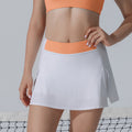Ready-to-ship green athletic tennis skirt, european and american style solid color running fitness split skirt, quick-dry tennis skort with skirt hem