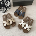 Xiaoxiangfeng sandals women's summer outwear non-slipeasiest for matchfashion imitation wood grain flatsh belt one-line slippers women's export