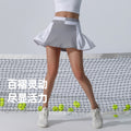 New high-stretch, quick-dry women's yoga skort - tennis outfit with ruched faux two-piece design for sports, fitness, running, and badminton