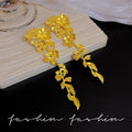 Vintage floral tassel earrings - new spring collection, lightweight luxury, high-end studs, unique statement earrings, elegant dangle earrings
