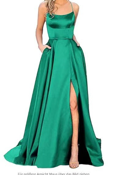 solid color european and american bridesmaid dresses long slimming off-the-shoulder best friend  fashion bridesmaid evening gowns