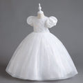 New arrival: puff sleeve sequin mesh princess dress for girls - perfect for international children's day!