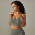 fashion seamless knitting cross back solid color sports intimates yoga tops running fitness bra women