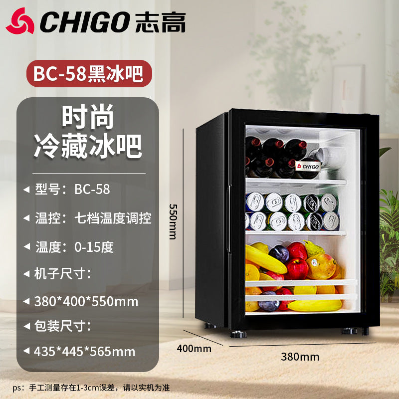 Chigo ice bar hotel b&b refrigerated ice bar small freezer transparent door refrigerator wine cabinet hotel small refrigerator