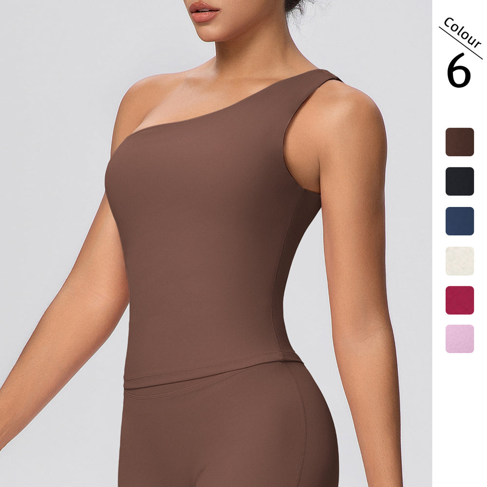 New arrival cross-border double-sided brushed nude pure color tight high elastic sports intimates running fitness yoga wear tops for women