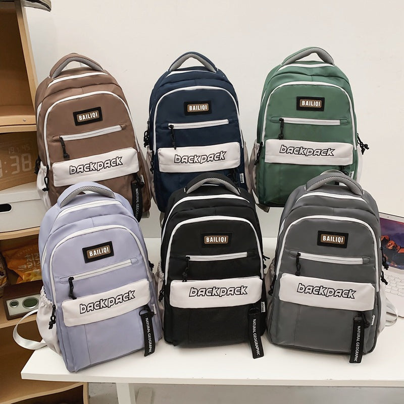 School bag female student Korean version junior high school fashion large capacity backpack female small fresh high school student backpack durable