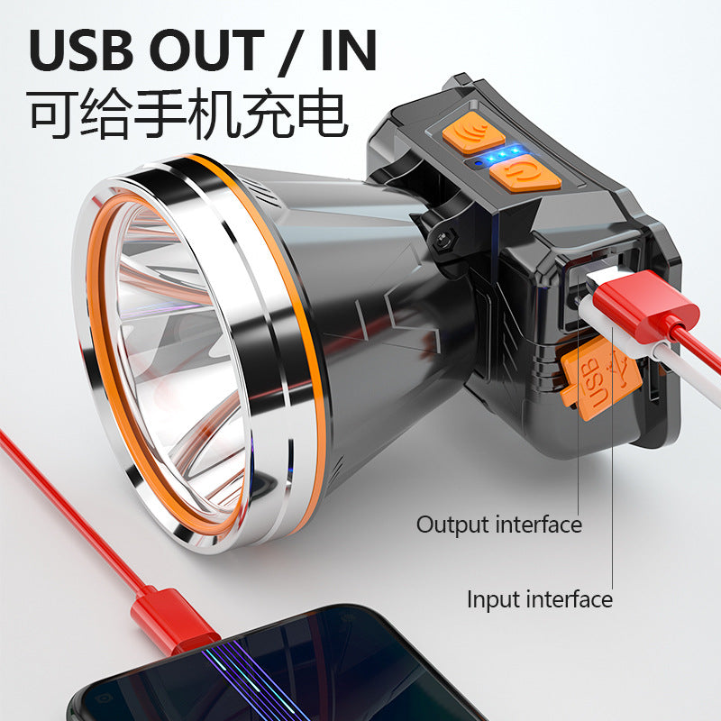 LED strong light rechargeable headlight outdoor long-distance lighting work camping mountaineering night fishing head-mounted induction headlight