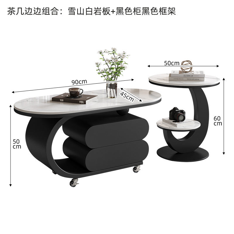 Modern minimalist sintered stone removable coffee table set - italian-inspired light luxury artistic coffee table for small living rooms