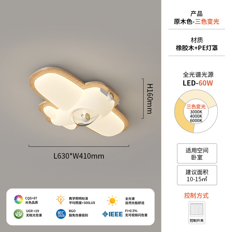 Walnut ceiling light cream antique children's room light creative modeling intelligent lighting warm bedroom light