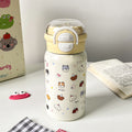 Minimalist planet double-drink insulated tumbler, 316 stainless steel, cute and stylish, for girls, students, straw cup, kids' water bottle