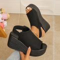 Wedge heel sandals women's  summer new korean style thick sole one-strap beach ladies' outdoor platform sandals