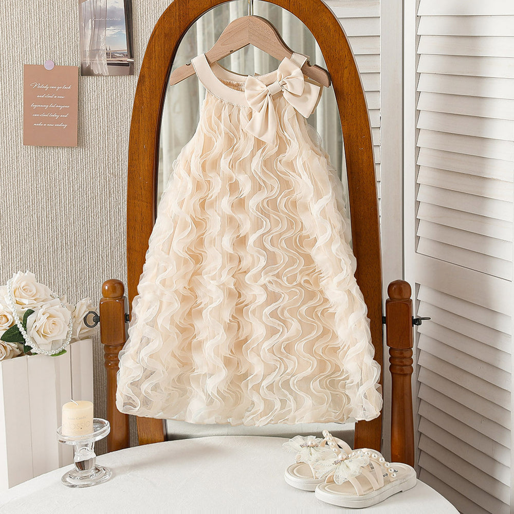 summer cross-border e-commerce 3d mesh wave patchwork a-line princess dress