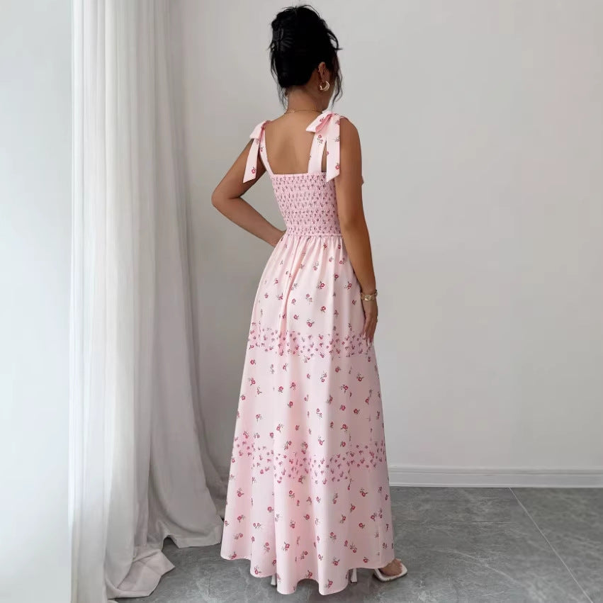 new arrival: sexy spaghetti strap, cinched waist, slit dress